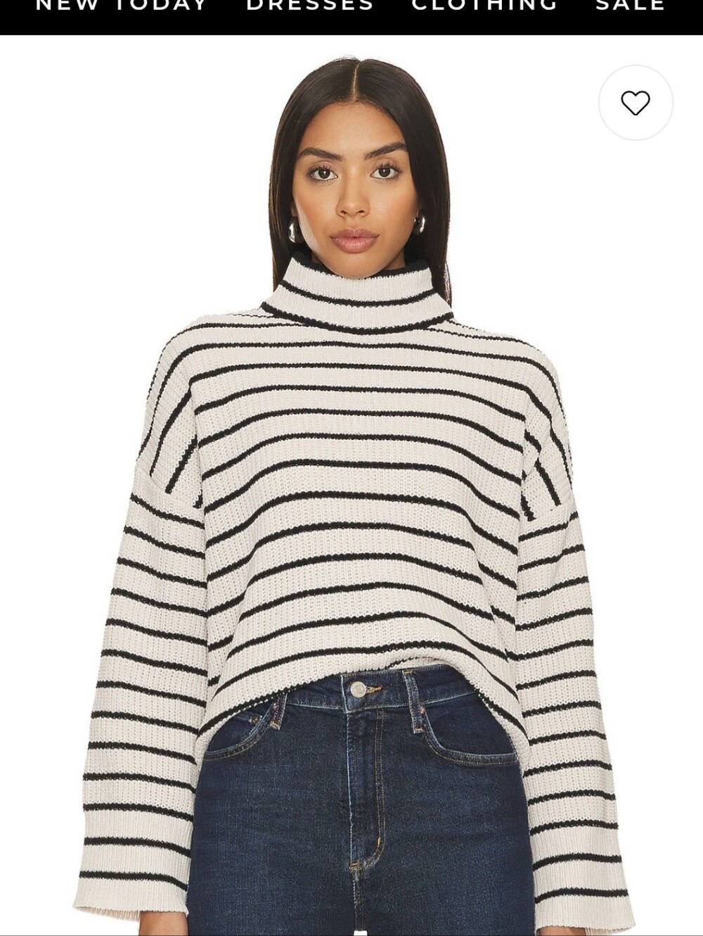 Sanctuary Black and White Striped Turtleneck Sweater Sz.XS NWT